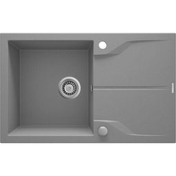 1-KOLOM GRANIETEN SPOELBAK MET AFDRUIPREK DEANTE GRIJS METALLIC ANDANTE