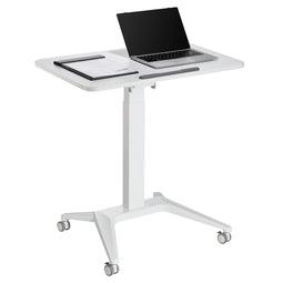Maclean MC-453 W Mobile Laptop Desk with Pneumatic Height Adjustment, Laptop Table with Wheels, 8...