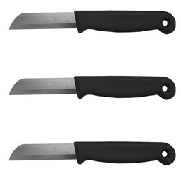 Solingen Scherpe RVS Schilmesjes met Beschermhoes - 16 cm - Zwart - 3-pack