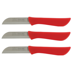 Solingen Schil- en Aardappelmesjes - RVS - 16 cm - Dun Heft - Rood - Set van 3
