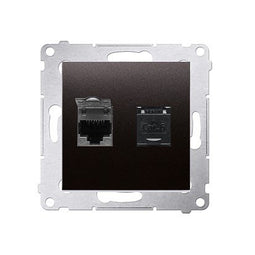 SIMON 54 MODULE ANTHRACITE COMPUTER SOCKET 2X UAE 8 CAT.6 UTP WITH DUST COVER FLAT
