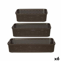 Set opbergbakjes Bruin Plastic Rechthoekig 6 Stuks