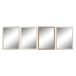 Wandspiegel DKD Home Decor Wit Bruin Grijs 56 x 2 x 76 cm (4 Stuks)