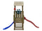 Houten speeltoren piraat incl 2 glijbanen - Prestige Garden lange kant rood - korte kant blauw