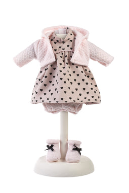 Llorens kleding set hartjes voor poppen van 33 cm