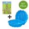 Zandbak schelp en tuinset met 3 tuin accessoires (groen)