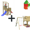 Houten speeltoren piraat incl 2 glijbanen - Prestige Garden lange kant rood - korte kant blauw me...