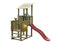Houten speeltoren piraat incl 2 glijbanen - Prestige Garden lange kant rood - korte kant blauw me...