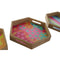 Dienblad DKD Home Decor Multicolour Natuurlijk Hout MDF 35 x 35 x 5 cm (4 Stuks)