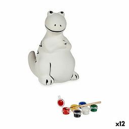 Spaarpot die je kunt verven Dinosaurus 8,5 x 13,2 x 11 cm Keramisch (12 Stuks)