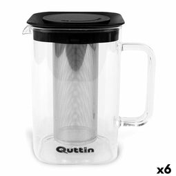 Kan met infusiefilter Quttin Vierkant Borosilicaatglas 1 L (6 Stuks)