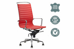 Feel Furniture - Hoge design bureaustoel - Echt leer - Rood