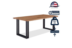 Feel Home - 180x90 Eettafel - Massief Glad Boomstamblad Eiken - 5 cm dik - Twin U Frame