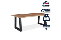 Feel Home - 220x100 Eettafel - Massief Glad Boomstamblad Eiken - 5 cm dik - U Frame