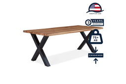 Feel Home - 160x90 Eettafel - Massief Boomstamblad Eiken - 5 cm dik - X Frame