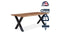 Feel Home - 160x90 Eettafel - Massief Boomstamblad Eiken - 5 cm dik - X Frame