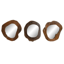 Wandspiegel Home ESPRIT Natuurlijk Teakboom Mediterrane 34 x 4 x 32 cm (3 Stuks)
