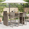 Tuintafel met acaciahouten blad 185x80x110 cm poly rattan grijs