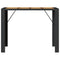 Tuintafel met acaciahouten blad 145x80x110 cm poly rattan zwart