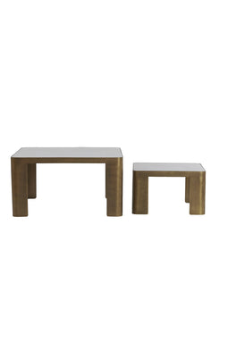 Light&living Salontafel S/2 50x50x30+75x75x40 cm OXE ant. br+smoke glas
