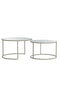 Light&living Salontafel S/2 Ø65x39+Ø75x44 cm TALCA helder rib glas+crème
