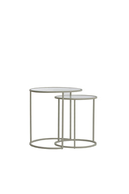 Light&living Bijzettafel S/2 Ø50x40+Ø52x45 cm TALCA helder rib glas+crème
