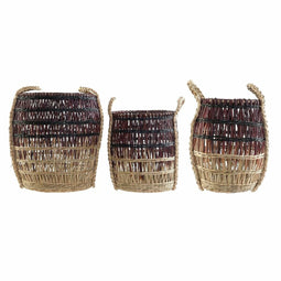 Basket spelset DKD Home Decor Natuurlijk Lila Zeegras Tropisch 39 x 39 x 41 cm 3 Onderdelen