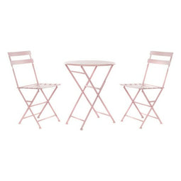 Tafel met twee stoelen DKD Home Decor MB-177410 Roze 60 x 60 x 75 cm (3 pcs)