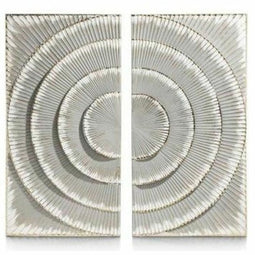 Wanddecoratie DKD Home Decor 90 x 3,5 x 90 cm Zilverkleurig Grijs Wit Modern Cirkels 90 x 2 x 90 cm