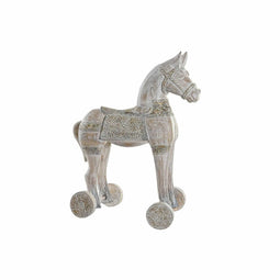 Decoratieve figuren DKD Home Decor 8424001847884 Paard Verouderde afwerking Gouden Wit Ijzer Basi...