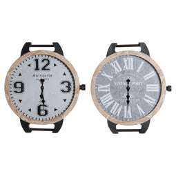 Bordsklocka DKD Home Decor RE-180394 Voor de pols Zwart Grijs Multicolour Natuurlijk Metaal Krist...