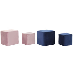 Voetensteun DKD Home Decor Marineblauw Licht Roze Hout Plastic Fluweel Stads 36 x 36 x 35 cm (2 S...