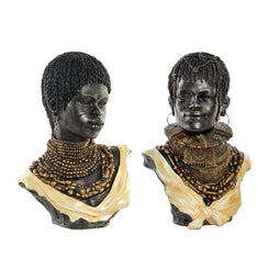 Decoratieve figuren DKD Home Decor Zwart Beige Koloniaal Afrikaanse Afrikaan 26 x 20 x 42 cm (2 S...