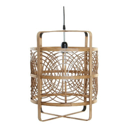 Plafondlamp DKD Home Decor Zwart Natuurlijk Bamboe Plastic 50 W 220 V 37 x 37 x 46 cm