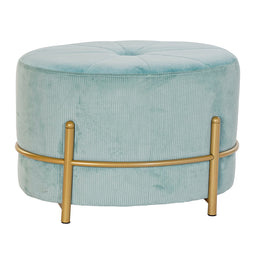Kruk DKD Home Decor Gouden Metaal Polyester Fluweel Hemelsblauw (51 x 36 x 34 cm)