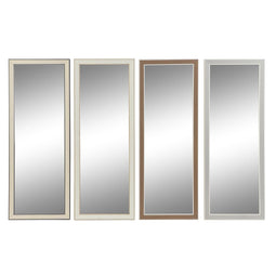 Wandspiegel DKD Home Decor Wit Bruin Donker grijs 36 x 2 x 95,5 cm (4 Stuks)