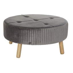 Voetensteun DKD Home Decor 80 x 80 x 38 cm Scandi Grijs Hout Fluweel Donker grijs Velvet