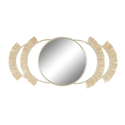Wandspiegel DKD Home Decor Natuurlijk Gouden Metaal Vezel Franjes (89 x 2 x 40 cm)