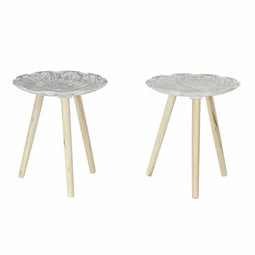 Bijzettafel DKD Home Decor Wit Beige Hout Spar Hout MDF 40 x 40 x 45 cm (2 Stuks)