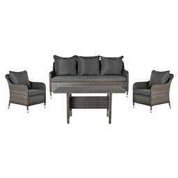 Tuinbank DKD Home Decor Kristal Grijs Polyester Synthetische rotan Staal Donkerbruin (175 x 73 x...