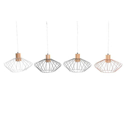 Plafondlamp DKD Home Decor 34 x 34 x 21 cm Zilverkleurig Zwart Grijs Roze Metaal Wit 50 W 60 W Pi...