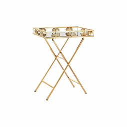 Bijzettafel DKD Home Decor Kristal Gouden Metaal Tropisch Blad van een plant (56 x 36 x 71 cm)
