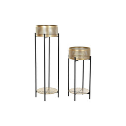 Pottenset DKD Home Decor Zwart Gouden Metaal 30 x 30 x 101 cm (2 Stuks)