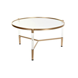Hoofdtafel DKD Home Decor Glamour Transparant Gouden Acryl Metaal 87 x 87 x 50 cm