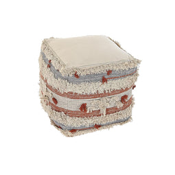Kussen DKD Home Decor Voor op de grond Strepen Oranje 50 x 50 x 50 cm Wit Boho