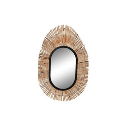 Wandspiegel DKD Home Decor Spiegel Natuurlijk Zwart Metaal Rotan (63 x 1,5 x 92 cm)