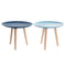 Bijzettafel DKD Home Decor 44 x 44 x 35 cm Blauw Bruin Hemelsblauw Pijnboom Hout MDF (2 Stuks)
