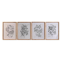 Schilderij DKD Home Decor Spar Kristal 50 x 65 x 2 cm 50 x 2 x 65 cm Botanische planten (4 Onderd...