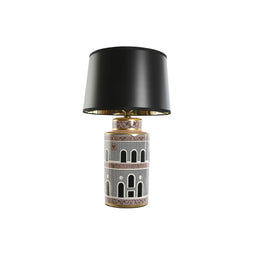 Bureaulamp Home ESPRIT Wit Zwart Gouden Perzik Porselein 40 x 40 x 67 cm