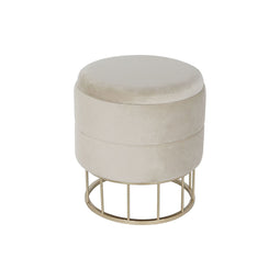 Voetensteun DKD Home Decor Beige Gouden Polyester Metaal 38 x 38 x 41 cm